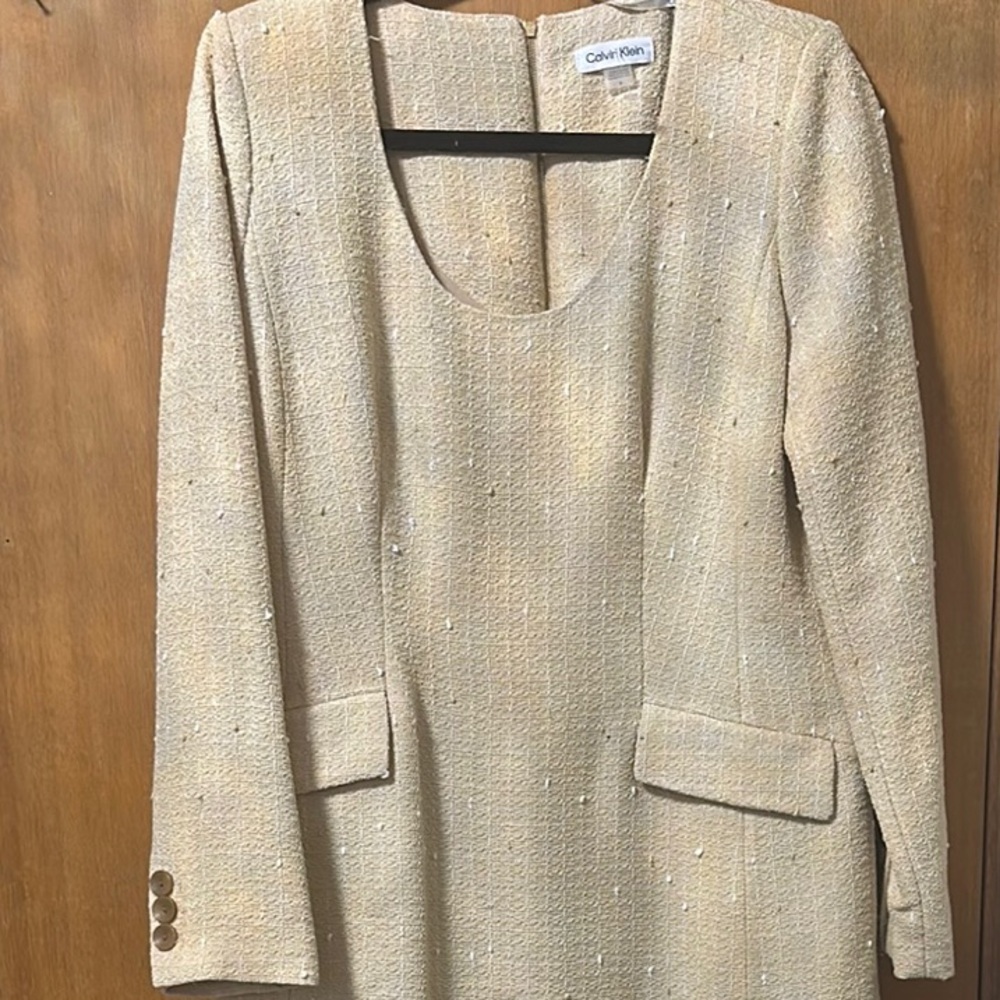 Calvin Klein Beige Long Sleeve Dress
